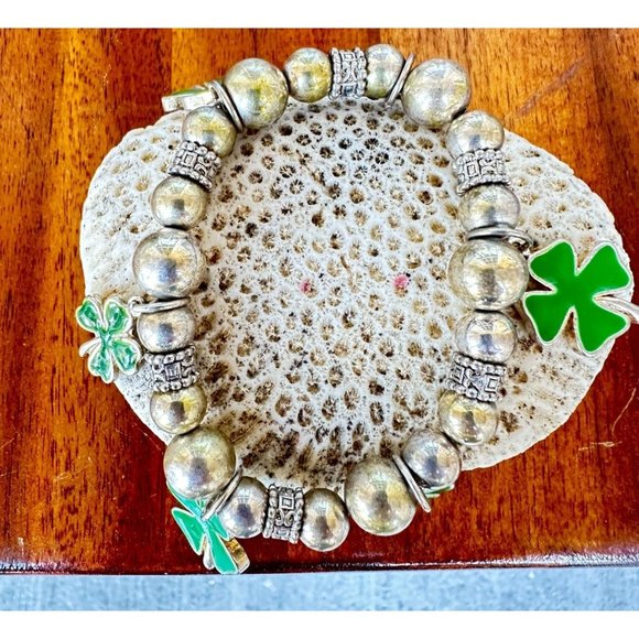 Vintage Four Leaf Clovers Stretch Bracelet St Patrick's Day Parade Party… - Picture 11 of 11